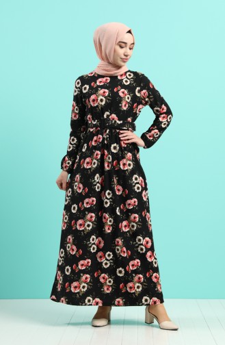 Patterned Dress 0743m-02 Black 0743M-02