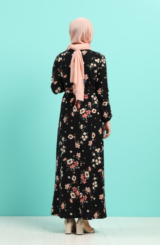 Schwarz Hijab Kleider 0743N-01