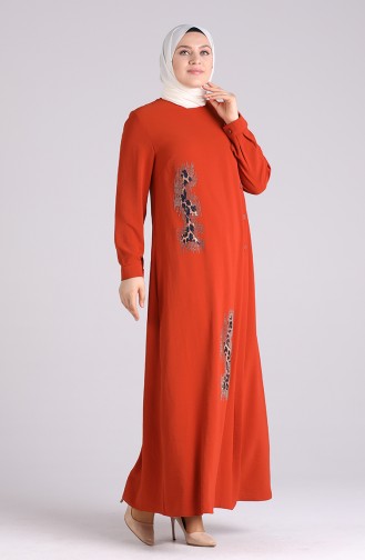فستان قرميدي 1313-02