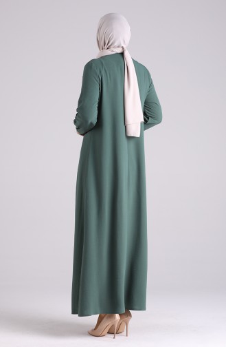 Büyük Beden Taş Baskılı Elbise 1313-03 Çağla Yeşili
