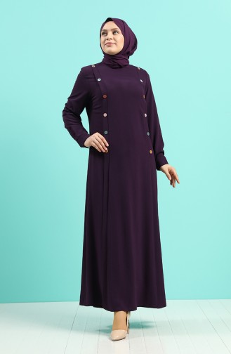 Plus Size Button Detailed Dress 1314-02 Purple 1314-02