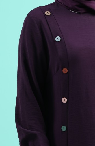 Plus Size Button Detailed Dress 1314-02 Purple 1314-02