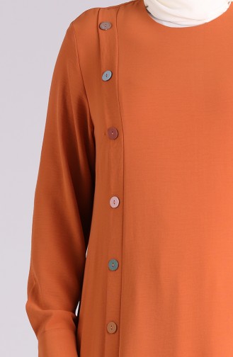 Plus Size Button Detailed Dress 1314-04 Tobacco 1314-04