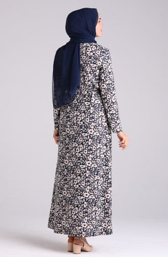 Dunkelblau Hijab Kleider 5709R-02