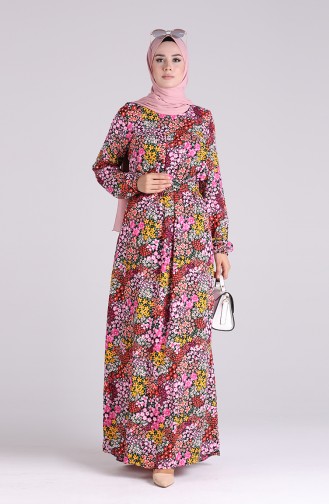 Fuchsia Hijab Kleider 8092D-01