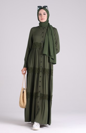 Khaki Hijab Kleider 8259-04