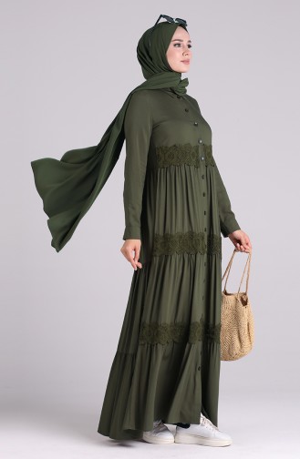 Khaki Hijab Kleider 8259-04