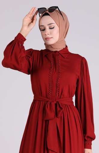 Weinrot Hijab Kleider 8260-01