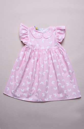 Patterned Children s Dress 4602-03 Pink 4602-03