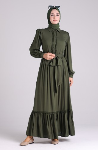 Khaki Hijab Kleider 8260-02