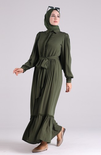 Khaki Hijab Kleider 8260-02