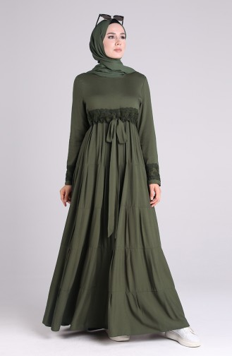 Khaki Hijab Kleider 8262-02