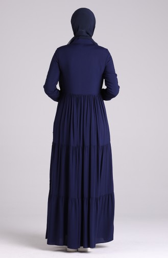 Scalloped Viscose Dress 8259-01 Navy Blue 8259-01