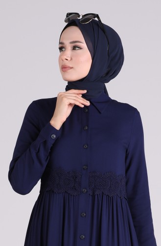 Dunkelblau Hijab Kleider 8259-01