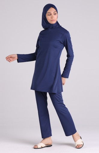 Dunkelblau Hijab Badeanzug 1012-01