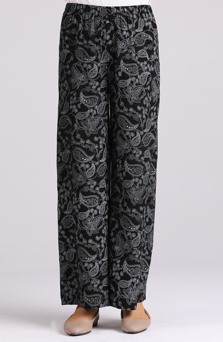 Patterned Trousers 0904b-01 Black White 