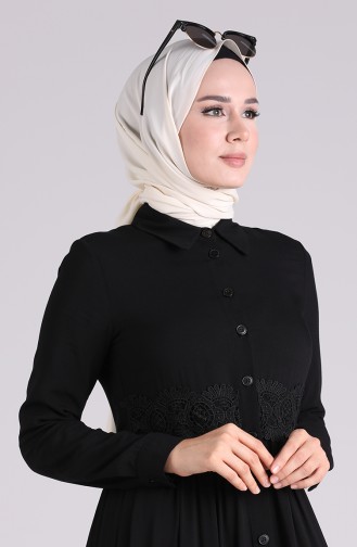 Schwarz Hijab Kleider 8259-03