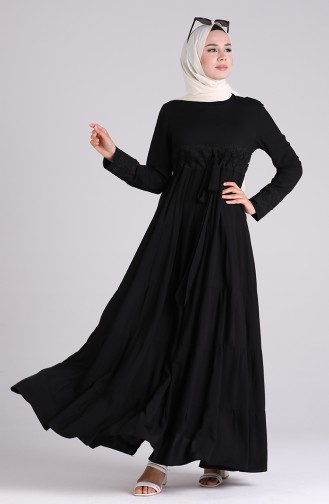 Schwarz Hijab Kleider 8262-04