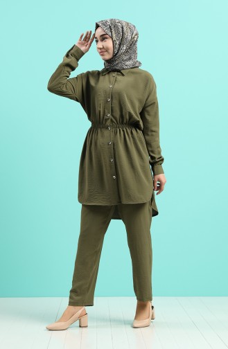 Elastic waist Tunic Trousers Double Suit 09072-02 Khaki 09072-02