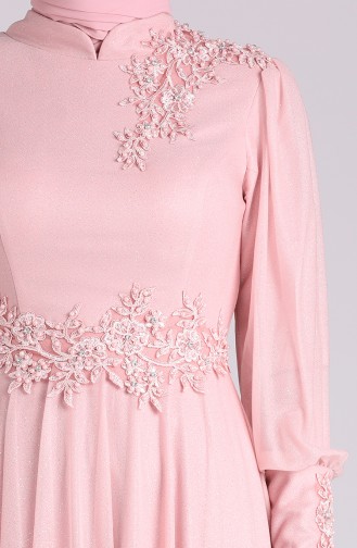 Lace Silvery Evening Dress 1550-01 Powder 1550-01