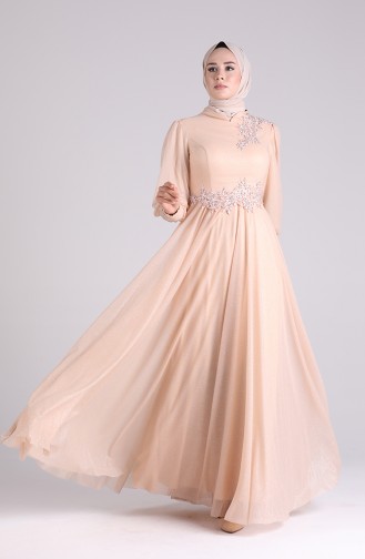 Lace Silvery Evening Dress 1550-02 Beige 1550-02