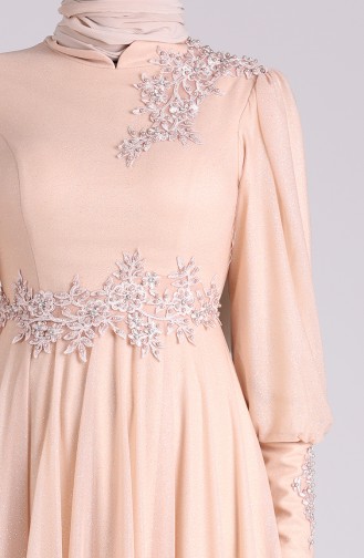 Lace Silvery Evening Dress 1550-02 Beige 1550-02