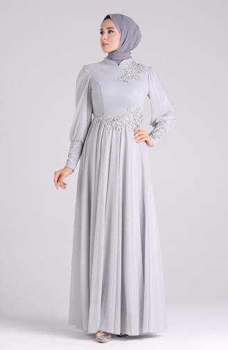 Grau Hijab-Abendkleider 1550-05