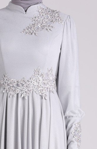 Lace Silvery Evening Dress 1550-05 Gray 1550-05