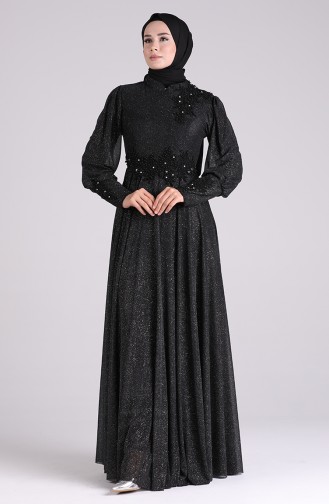 Lace Silvery Evening Dress 1550-06 Black 1550-06