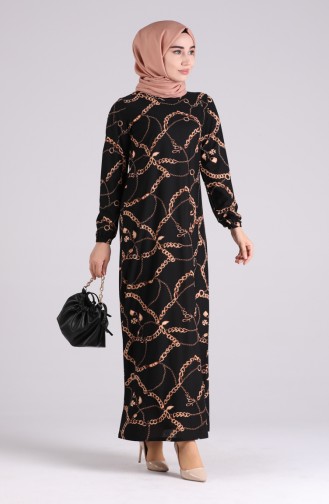 Chain Print Dress 8890-01 Black 8890-01