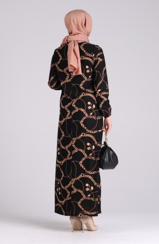 Chain Print Dress 8890-01 Black 8890-01