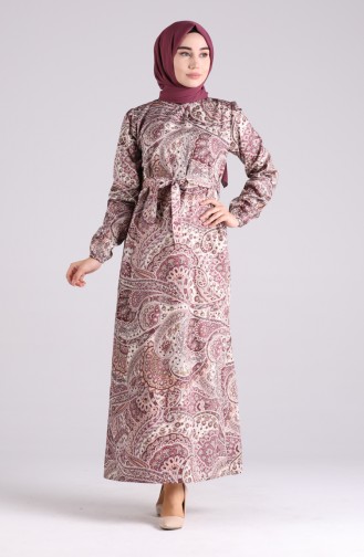 Floral Patterned Dress 4614-01 Damson 4614-01