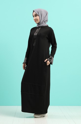 Schwarz Hijab Kleider 0455-01