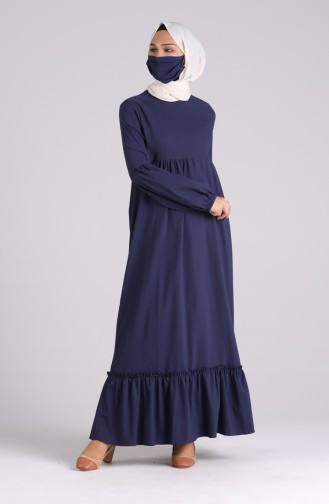 Navy Blue Hijab Dress 1410-03