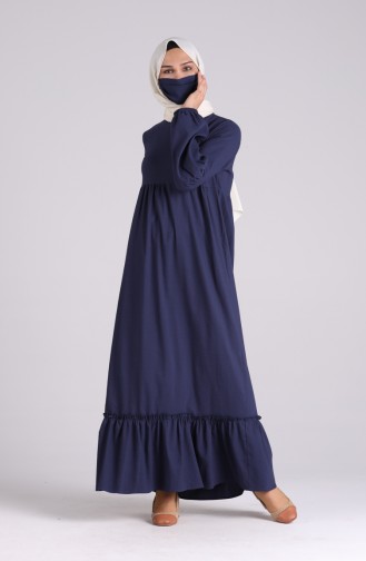 Navy Blue Hijab Dress 1410-03