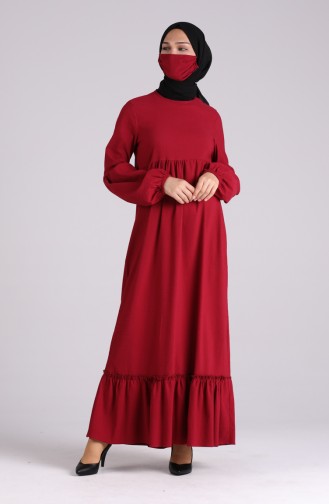 Claret Red Hijab Dress 1410-04
