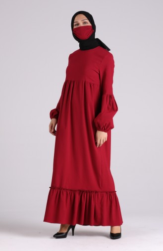 Claret Red Hijab Dress 1410-04