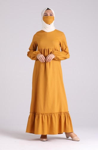 Mustard Hijab Dress 1410-05