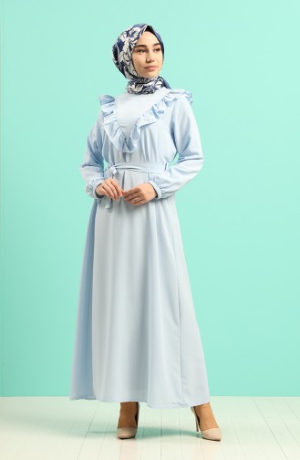 Babyblau Hijab Kleider 1323-03