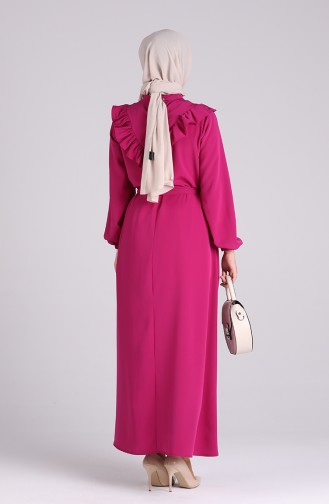 Ruffled Belted Dress 1323-05 Fuchsia 1323-05