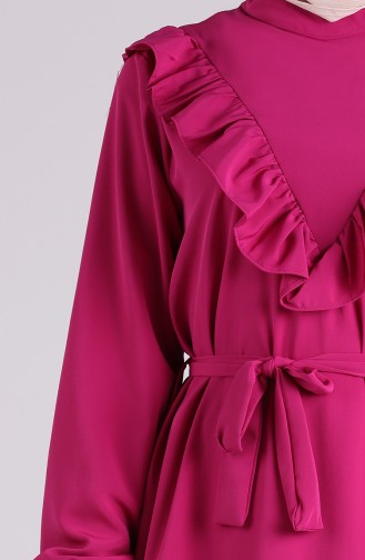 Ruffled Belted Dress 1323-05 Fuchsia 1323-05