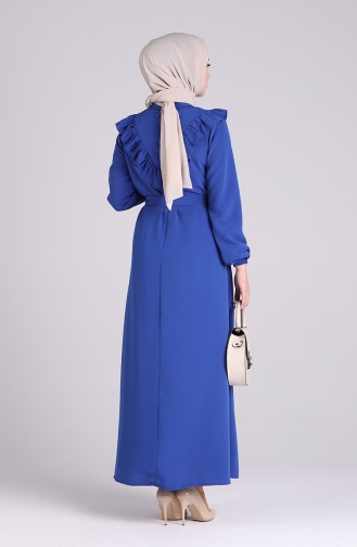 Ruffled Belted Dress 1323-06 Saxe Blue 1323-06