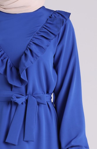 Ruffled Belted Dress 1323-06 Saxe Blue 1323-06