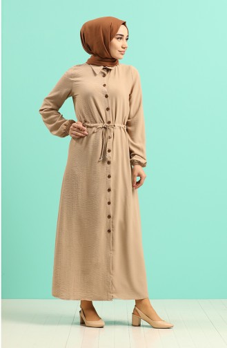 Beige İslamitische Jurk 5388-12