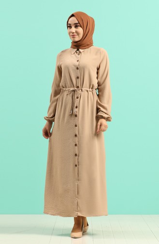 Beige Hijab Dress 5388-12