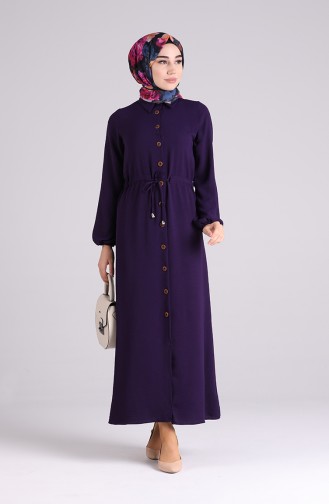 Aerobin Fabric Full Length Buttoned Dress 5388-16 Purple 5388-16