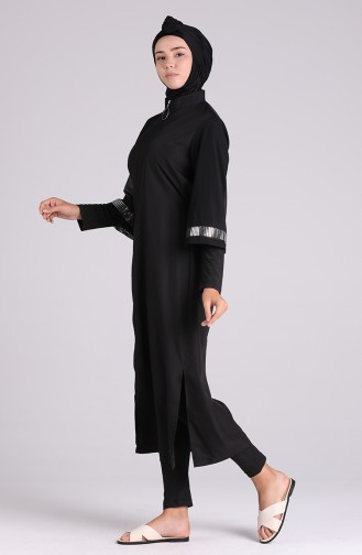 Schwarz Hijab Badeanzug 20203-01