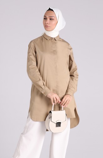 Gizli Düğmeli Tunik 40561-01 Camel