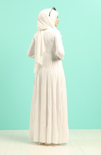Weiß Hijab Kleider 8262-01