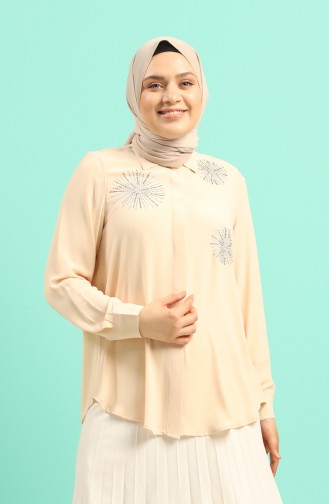 Beige Overhemdblouse 201135-01